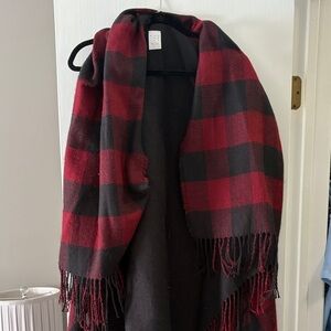 a new day Red and Black Plaid Shawl Cardigan